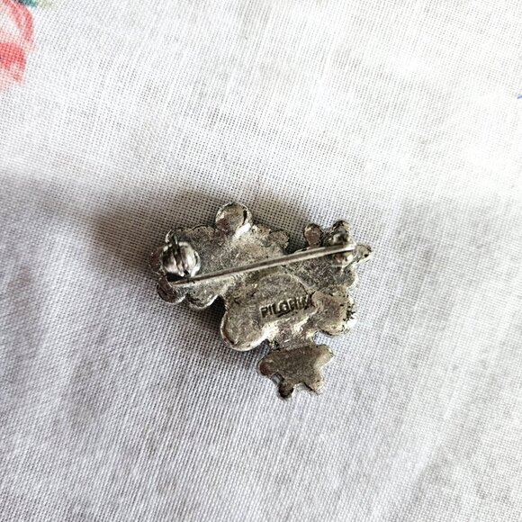 Pilgrim Blue Floral Crystal Brooch - Picture 3 of 6